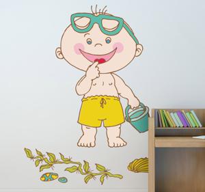 Sticker kinderkamer peuter strand