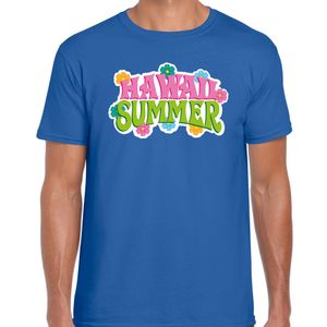 Hawaii summer t-shirt blauw voor heren