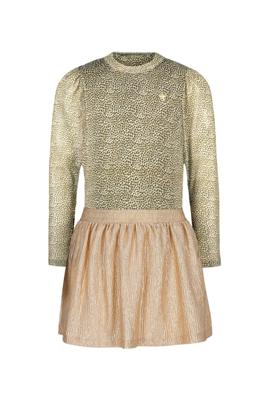 Like Flo winter jurk meisjes - zand - Mira - mesh top + metallic rok