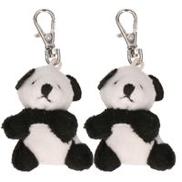 2x Pluche panda knuffel sleutelhangers 5 cm