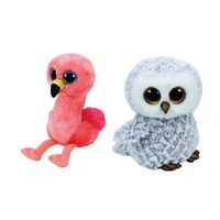 Ty - Knuffel - Beanie Boo's - Gilda Flamingo & Owlette Owl - thumbnail