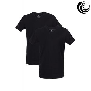 Vinnie-G Heren T-shirt V-hals Zwart 2-pack-XXL
