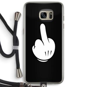 Middle finger black: Samsung Galaxy S7 Edge Transparant Hoesje met koord