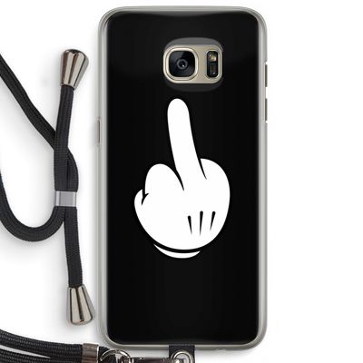Middle finger black: Samsung Galaxy S7 Edge Transparant Hoesje met koord