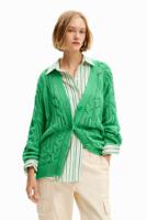 Oversized opengewerkt vest - GREEN - M - thumbnail