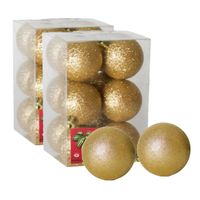 24x stuks kerstballen goud glitters kunststof 6 cm - thumbnail