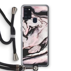 Roze stroom: Samsung Galaxy A21s Transparant Hoesje met koord