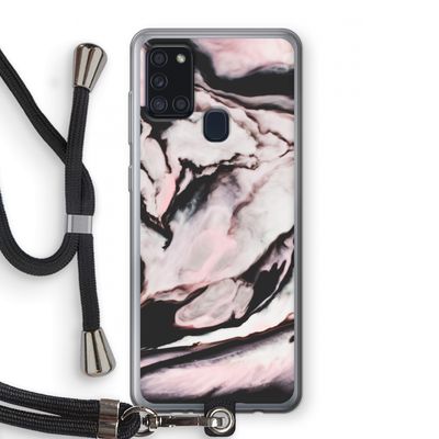 Roze stroom: Samsung Galaxy A21s Transparant Hoesje met koord