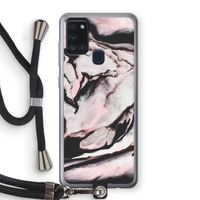 Roze stroom: Samsung Galaxy A21s Transparant Hoesje met koord