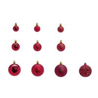 Kerstballen -set 100x st - bordeaux rood - 3,4,6 cm - kunststof - Kerstbal - thumbnail