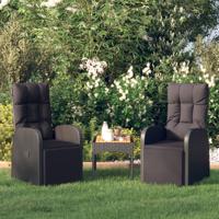 Tuinstoelen 2 st verstelbaar met kussens poly rattan zwart Tuinstoelen 2 st verstelbaar met kussens poly rattan zwart