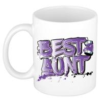 Cadeau koffie/tshee mok voor tante - paars - graffiti letters - de beste -?300 ml Cadeau koffie/tshee mok voor tante - paars - graffiti letters - de beste -?300 ml