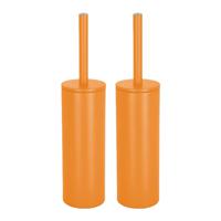 Spirella Luxe Toiletborstel in houder Cannes - 2x - oranje - metaal - 40 x 9 cm - met binnenbak - Toiletborstels - thumbnail