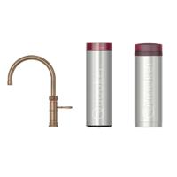Quooker Classic Fusion Round kokendwaterkraan - draaibare uitloop - PRO3 incl. Cube reservoir - Warm / kokend / bruisend / gefilterd water - Messing patina 3CFRPTN-CUBE