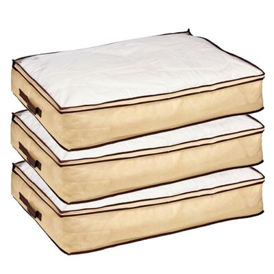 3x stuks dekbed/kussen opberghoezen creme wit met venster 80 x 45 x 15 cm