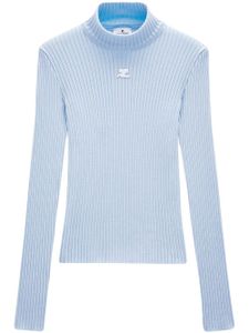 Courrèges pull Reedition en maille nervurée - Bleu