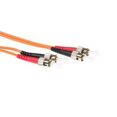 ACT RL1502 Glasvezel Duplex Patchkabel | LSZH | Multimode | 50/125 | OM2 | ST Connectoren | 2 meter