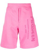 Alexander McQueen short de sport en coton à logo imprimé - Rose - thumbnail