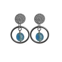 Flow Jewels Hang Oorbellen Arya Licht Blauw Steentje Zilver