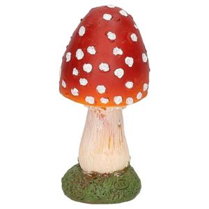 Paddenstoel beeldje - bolvormig - 13 cm - herfstdecoratie voor binnen en buiten - polyresin ornament