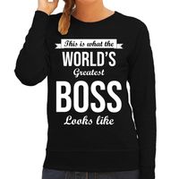 Worlds greatest boss/ baas cadeau sweater zwart voor dames Worlds greatest boss/ baas cadeau sweater zwart voor dames