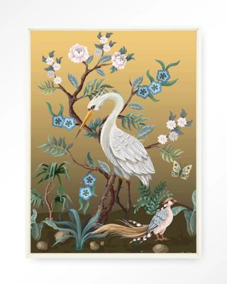 Urban Cotton Wandkleed 'Birds' 110 x 145cm in Floating Frame - off white