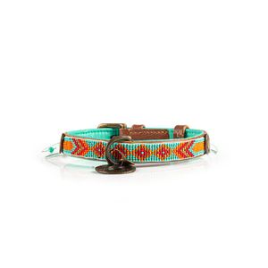 DWAM Paddy Lee Bruin, Oranje, Rood, Turkoois Leer XS Hond Standaard halsband