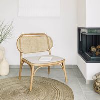 Kave Home Fauteuil 'Doriane' Eikenhout en Rotan, kleur Naturel