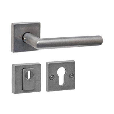 Intersteel Achterdeurbeslag SKG3 deurkruk Jura met Vierkant Veiligheidsrozet RVS getrommeld