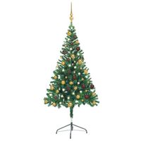 vidaXL Kunstkerstboom met verlichting en kerstballen 380 takken 150 cm