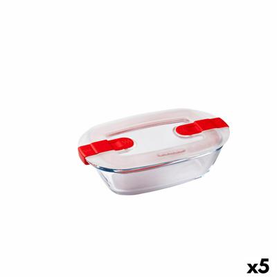 Hermetische Lunchtrommel Pyrex Cook & Heat Rechthoekig 400 ml 17 x 10 x 5 cm Transparant Glas (5 Stuks)