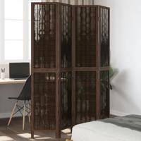 Kamerscherm met 4 panelen massief paulowniahout donkerbruin - thumbnail