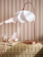 Tafellamp bloem lampenkap metalen voet beige