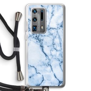 Blauw marmer: Huawei P40 Pro Plus Transparant Hoesje met koord