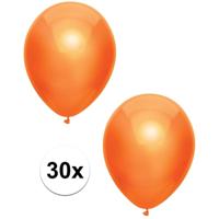Feest ballonnen - metallic oranje - 30x stuks - 30 cm - koningsdag versiering