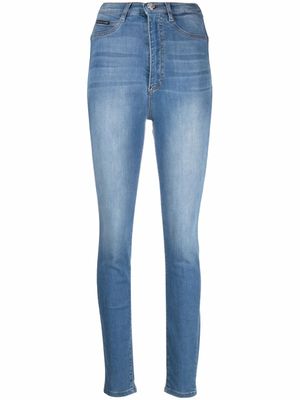 Philipp Plein jean skinny à taille haute - Bleu