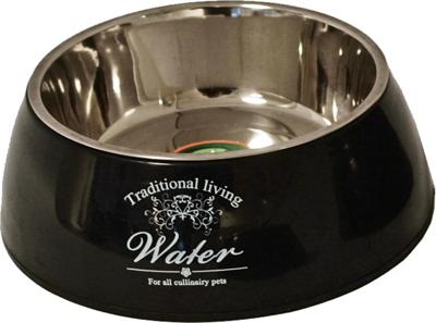 Hondeneetbak plastic/RVS water/food 18 cm zwart - Gebr de boon