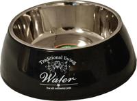Hondeneetbak plastic/RVS water/food 18 cm zwart - Gebr de boon