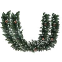 Dennenslinger/dennen guirlande - 2x - groen - 180 x 7 cm - besneeuwd