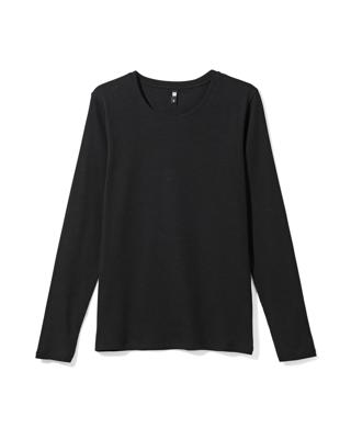 HEMA Dames T-shirt Clara Rib Zwart (zwart)
