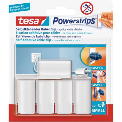 Tesa Kabelclips met powerstrips - 15x st - wit - zelfklevende kabelklemmen