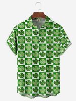 St. Patrick's Day Clover Chest Pocket Short Sleeve Hawaiian Shirt - thumbnail