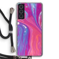 Paarse stroom: Samsung Galaxy S21 FE Transparant Hoesje met koord