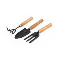 Tuin gereedschap set 3-delig - hout/metaal - 25 cm - Schop - Hark - Vork