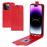 iPhone 15 Pro Max Verticale Flip Hoesje met Kaartsleuf - Rood - thumbnail