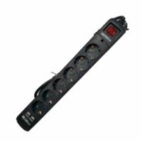 Stopcontactenstrip 6 Tomas met Interruptor Riello THUNDER 6002 USB Zwart