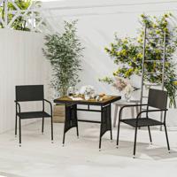 3-delige Tuinset poly rattan zwart