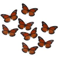 Gerimport Decoratie / hobby vlinders - 12x stuks - oranje - op clip - 12 x 6 cm - kunststof - knutse