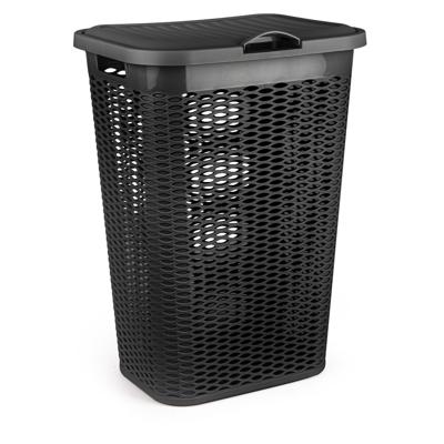 Wasmand Ventilation - met deksel - zwart - kunststof - 51 liter - 43 x 35 x 61 cm
