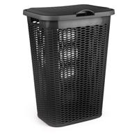 Wasmand Ventilation - met deksel - zwart - kunststof - 51 liter - 43 x 35 x 61 cm